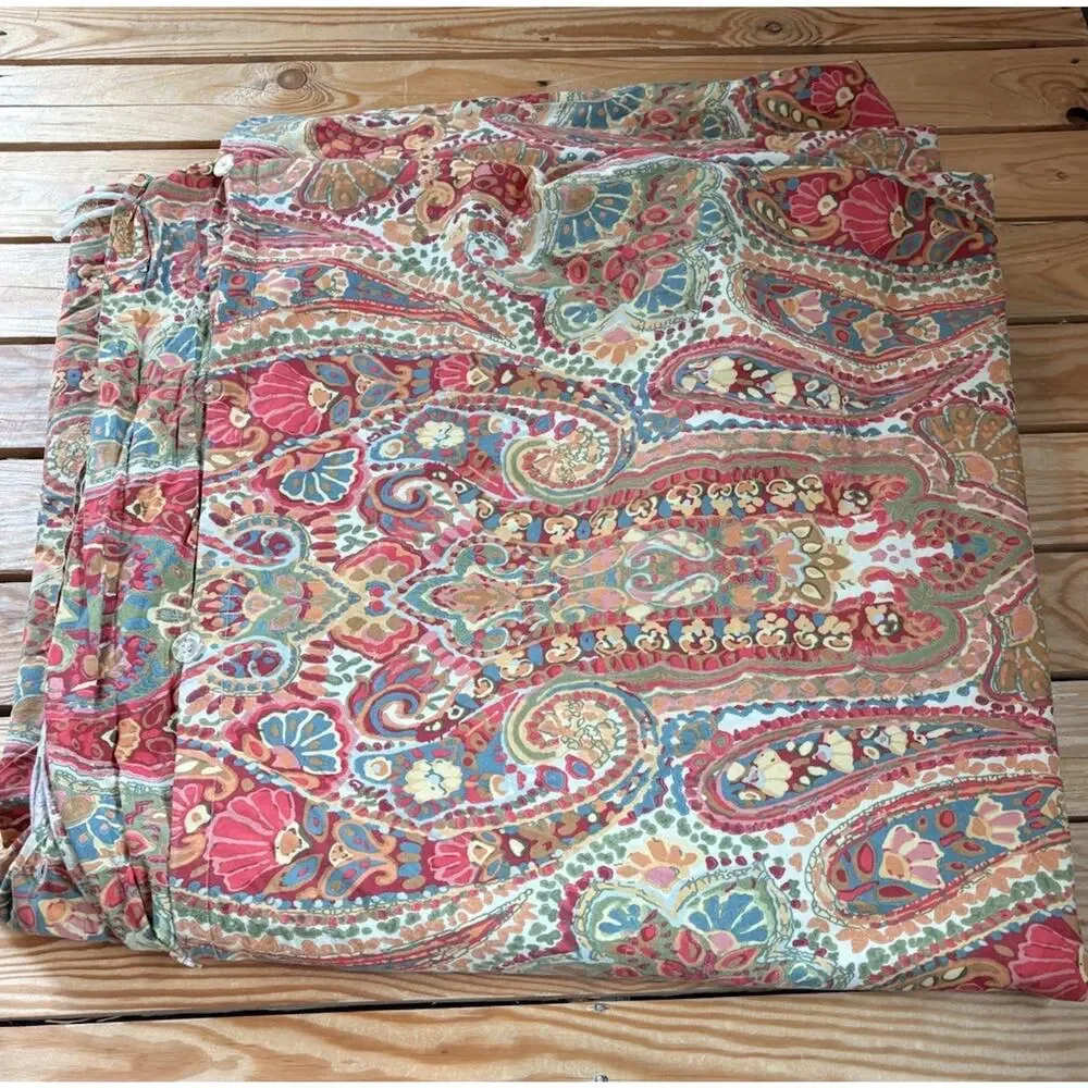Pottery Barn100% Organic Cotton Maeve Paisley Duvet Cover King Size Red M7